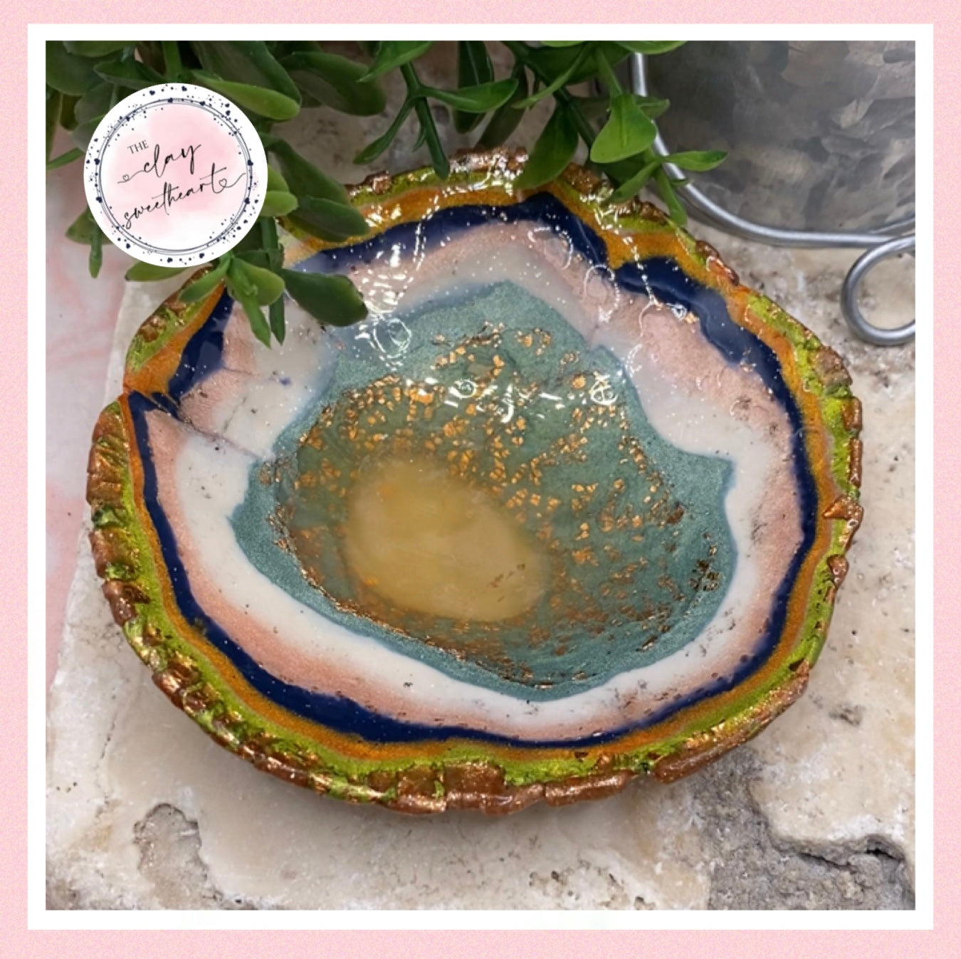 4004 round polymer clay trinket bowl