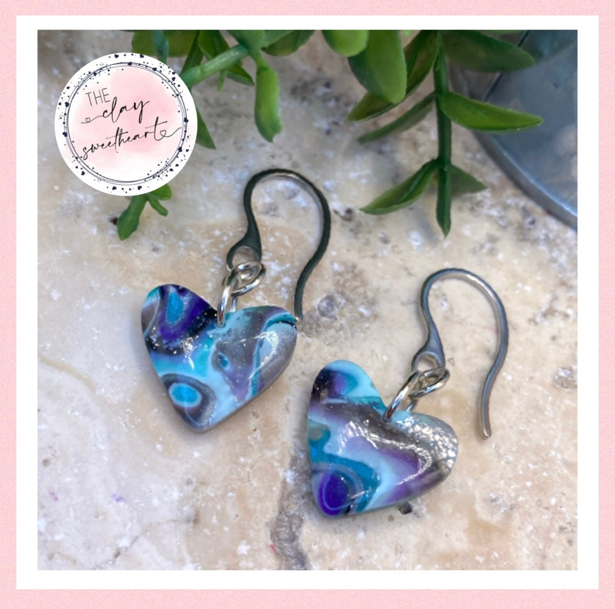 903 polymer clay heart earrings