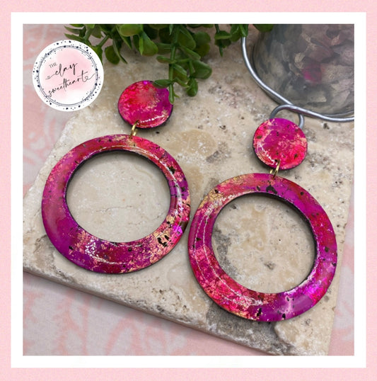 2611 Polymer clay big hoop earrings