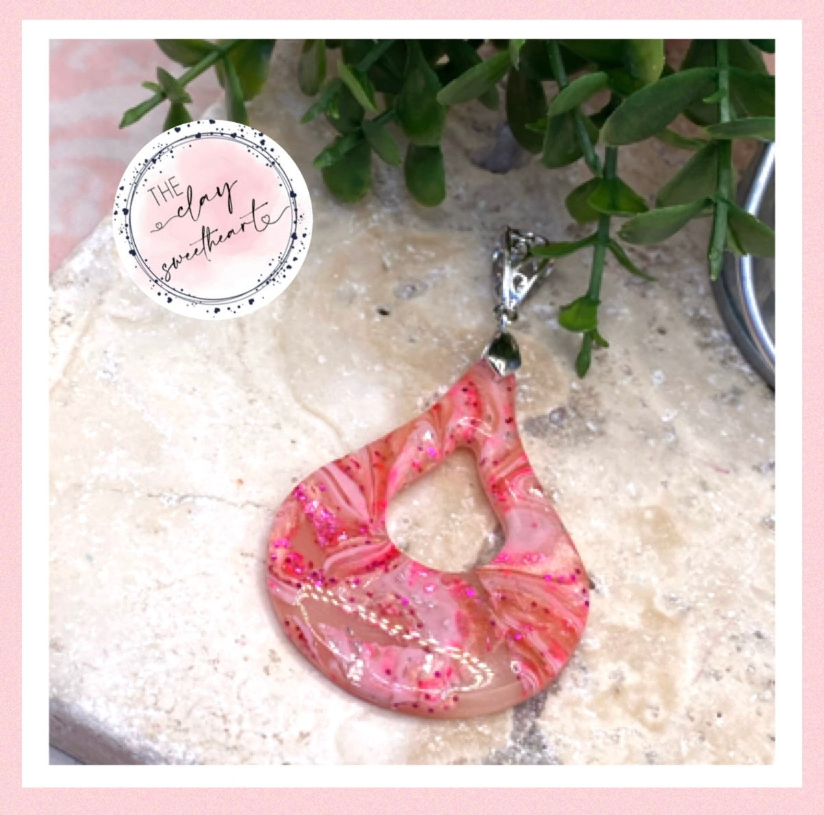 2451 pink and silver teardrop necklace
