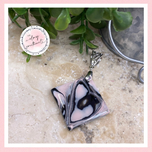 2724 Polymer clay heart necklace