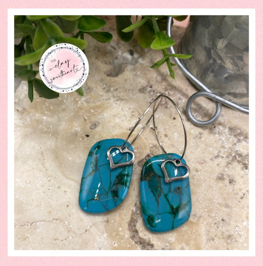 2608 Polymer clay faux turquoise earrings