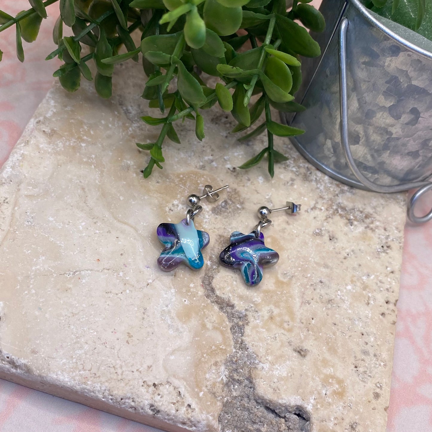 904 polymer clay star earrings