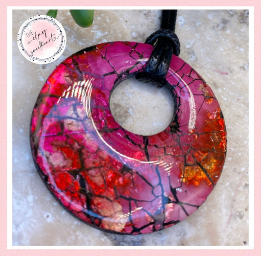 2201 red prism polymer clay necklace