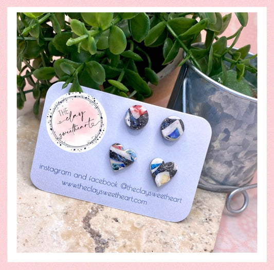 1201 polymer clay stud earring set