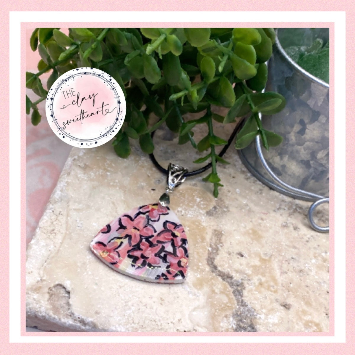 1801 polymer clay triangle necklace