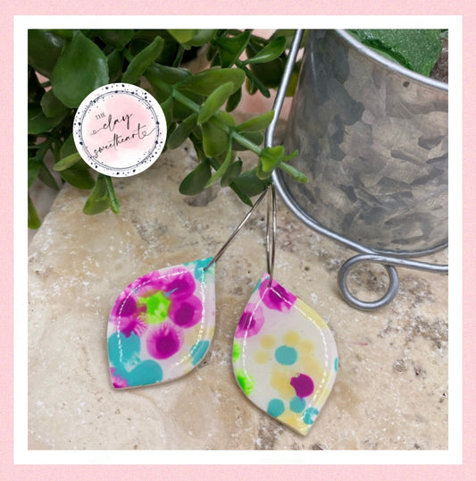 2624 Polymer clay finger painted earrings