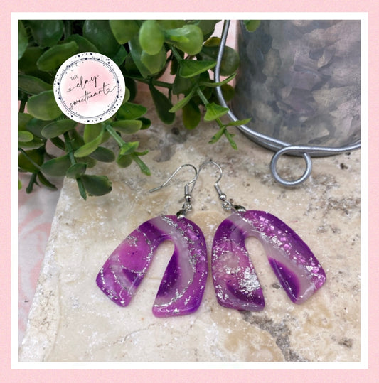 2622 Polymer clay purple translucent earrings