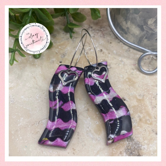 2619 Polymer clay wave hoop earrings