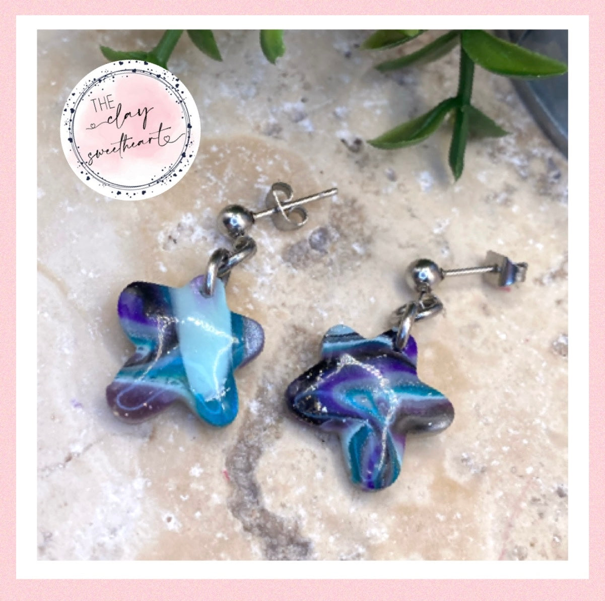 904 polymer clay star earrings