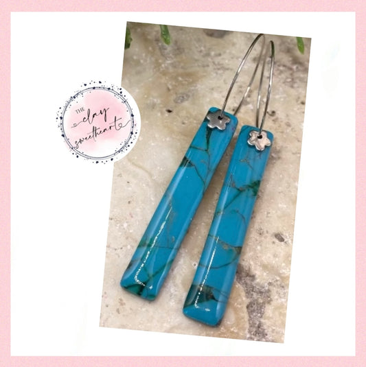 2604 Polymer clay faux turquoise earrings