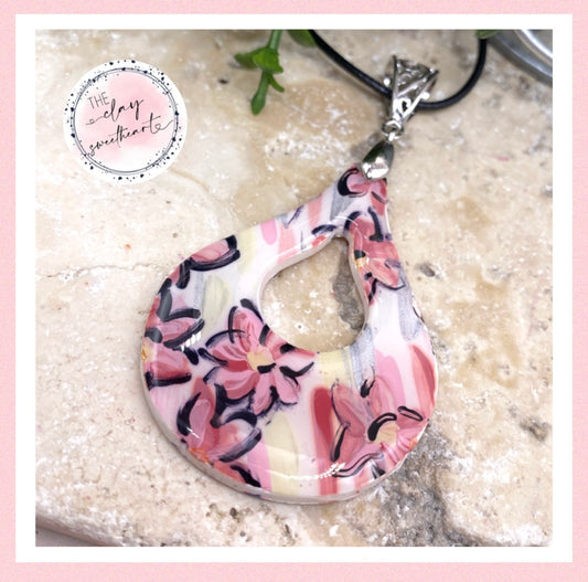 1802 polymer clay teardrop necklace