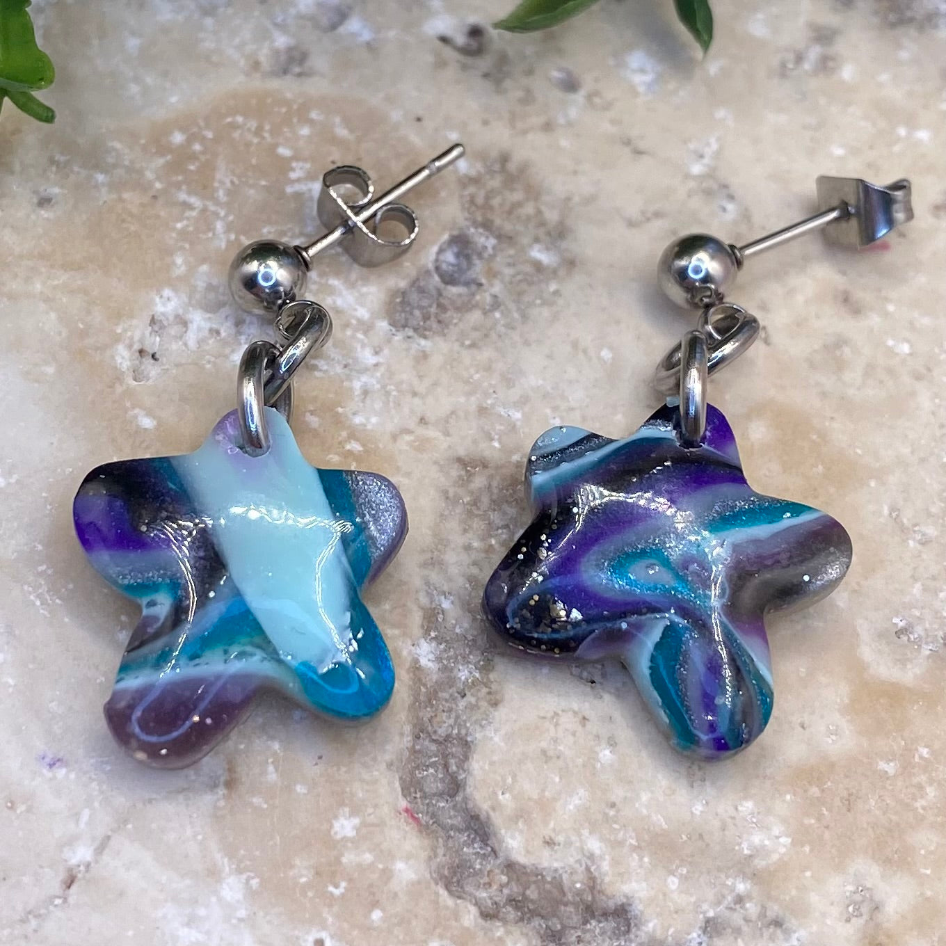 904 polymer clay star earrings