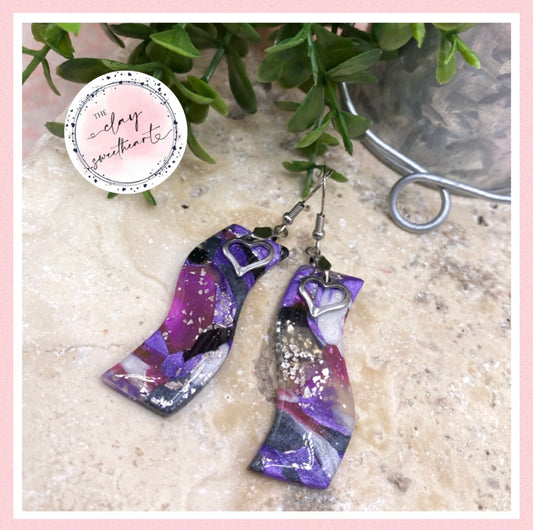 2415 purple wave silver earrings