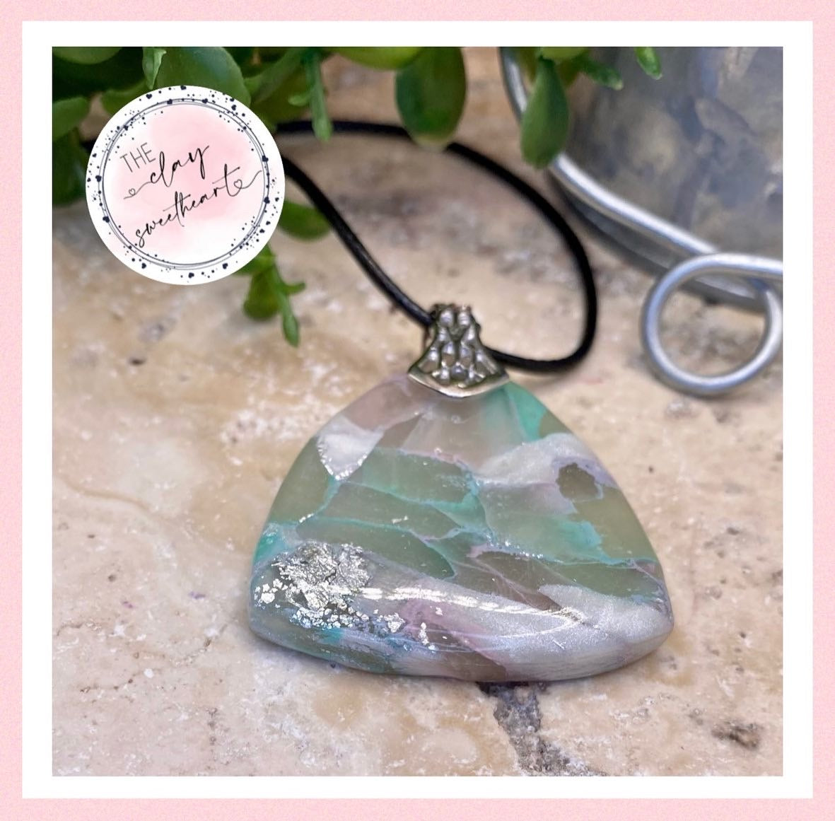 414 polymer clay triangle necklace