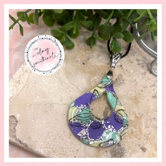 2426 butterfly print teardrop necklace