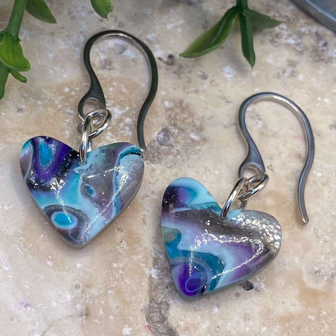 903 polymer clay heart earrings