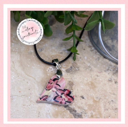 1803 polymer clay heart necklace