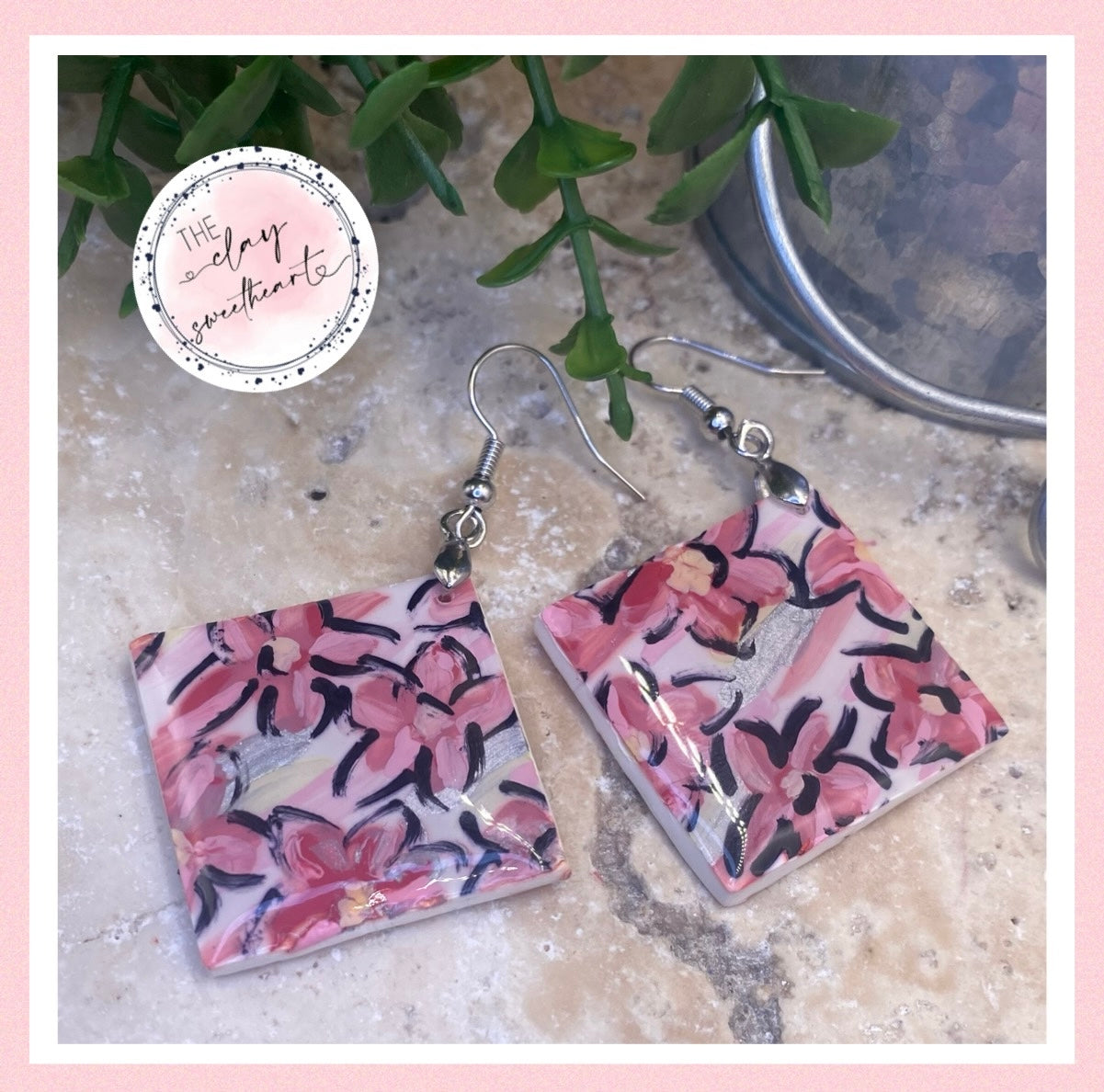 1806 polymer clay square earrings