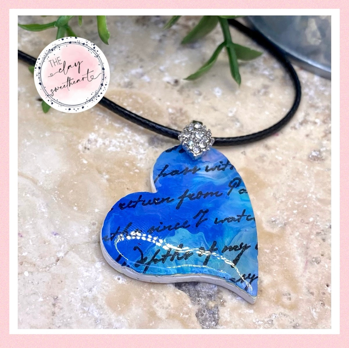 1102 polymer clay heart necklace