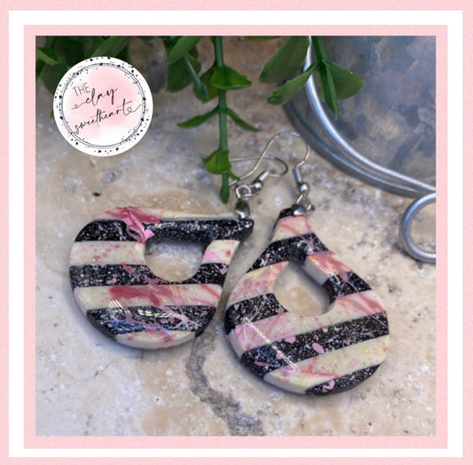 1905 polymer clay striped teardrop earrings