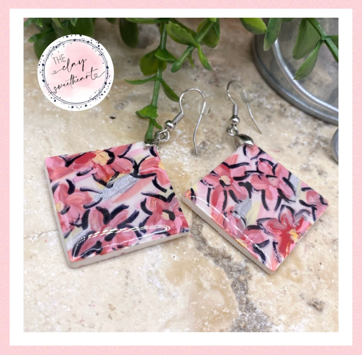 1806 polymer clay square earrings
