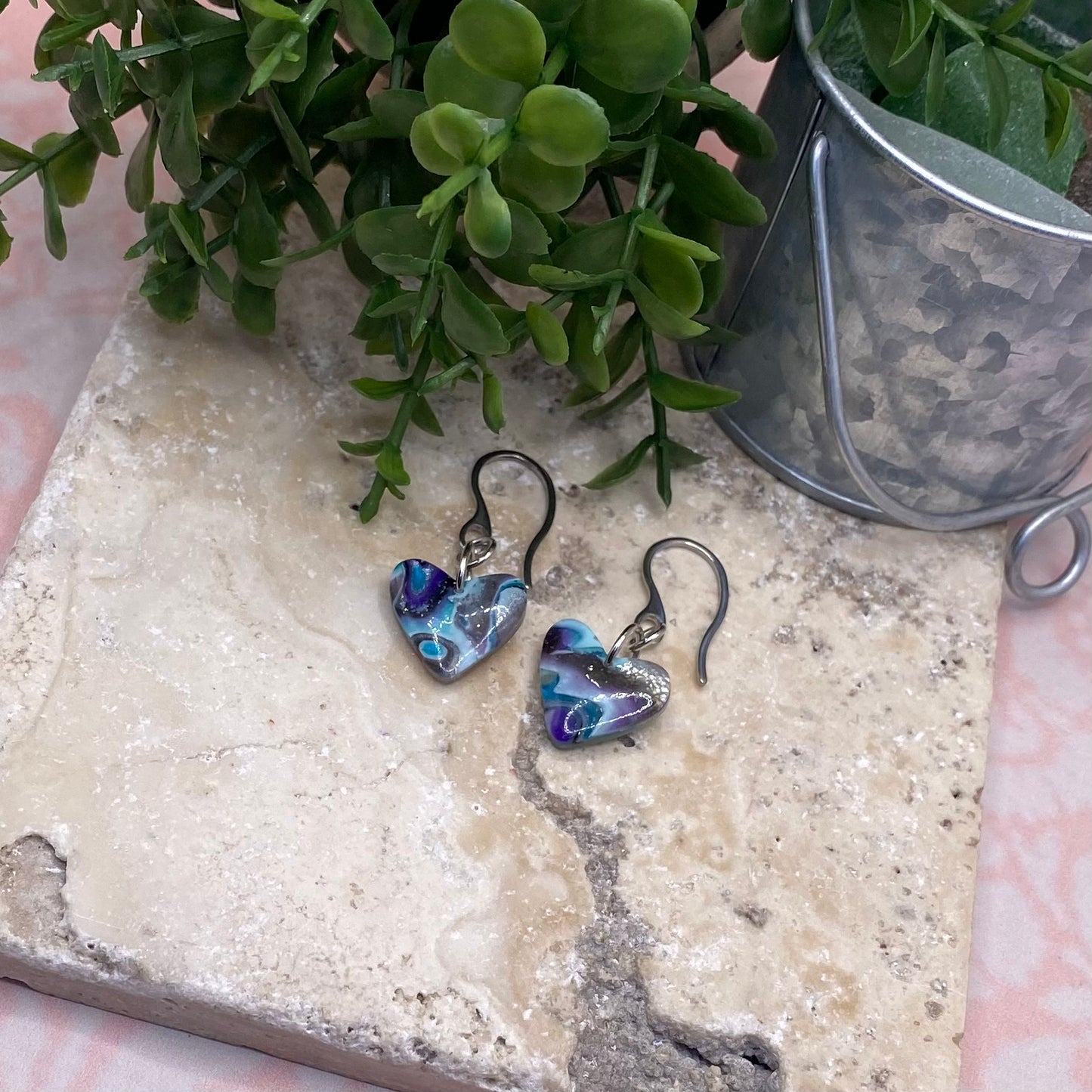 903 polymer clay heart earrings